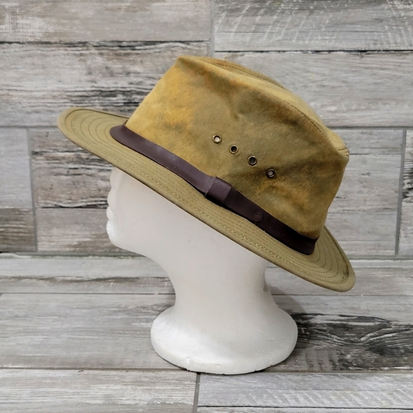 Vintage C.C. FILSON Co. Tin Cloth Bonded Leather Packer Hat - Picture 3 of 16